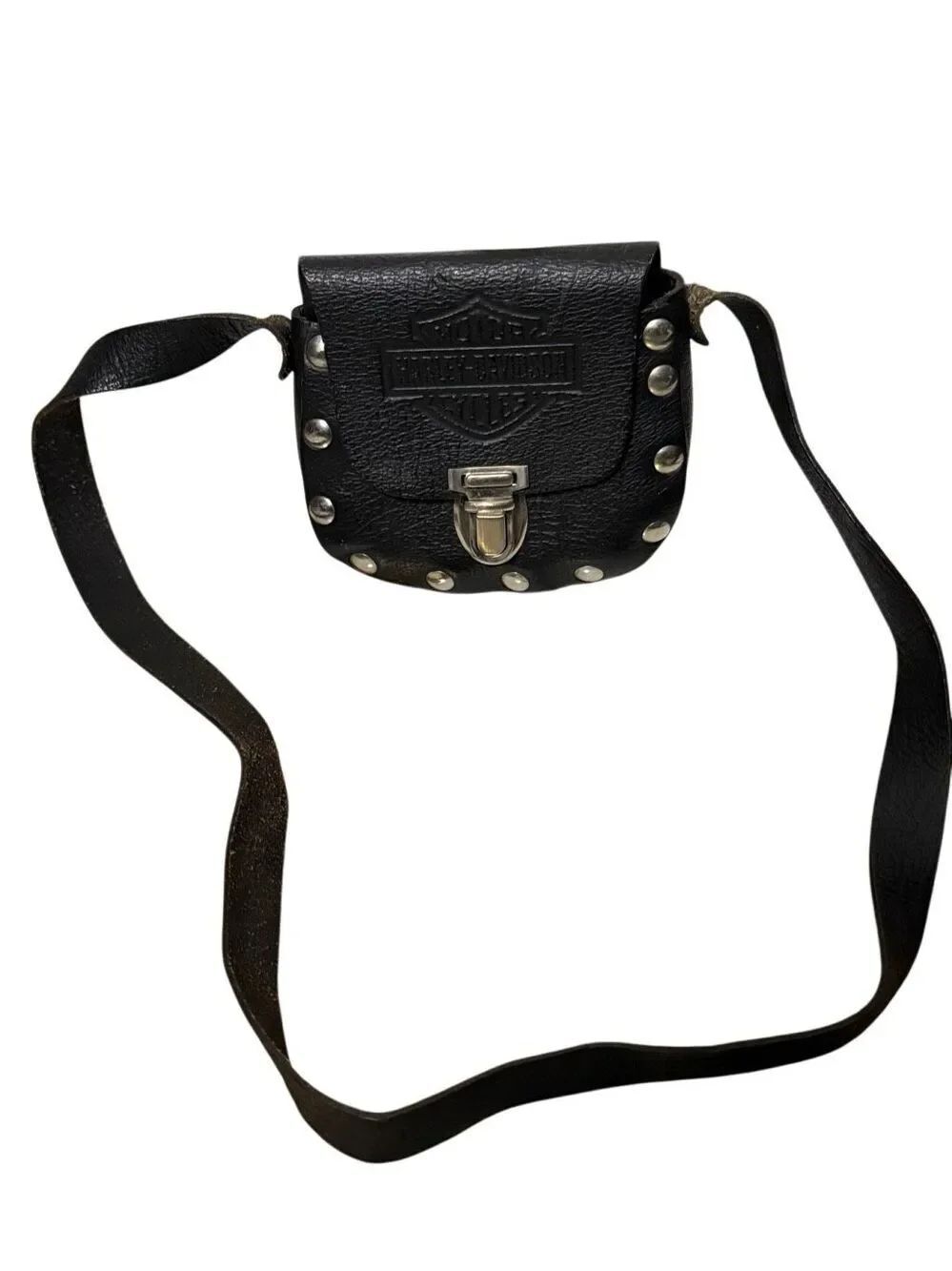 HARLEY DAVIDSON Mini Leather Crossbody With Metal Studs BLACK Motorcycle Gear
